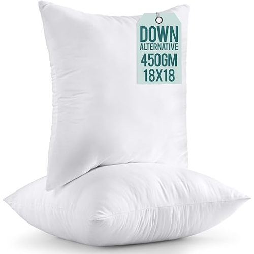 Utopia Bedding Throw Pillows Insert (Pack of 2, White) - 18 x 18 Inches Bed and Couch Pillows - Indoor Decorative Pillow