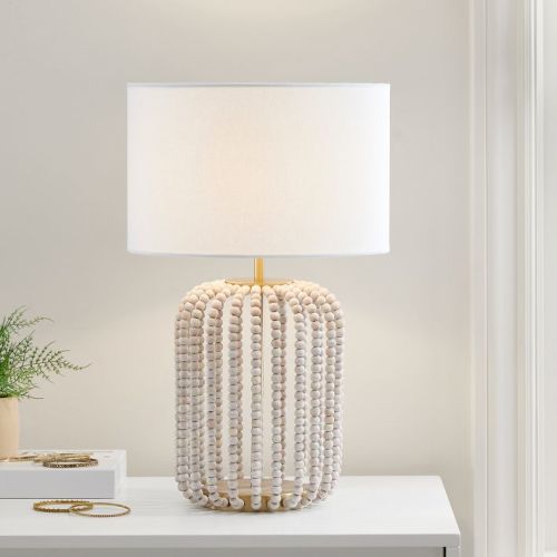 Remy Wood Bead Table Lamp (20")