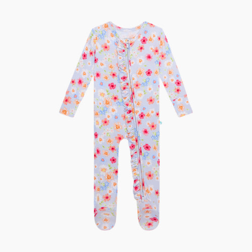 Posh Peanut Carissa Footie Ruffled Zippered One Piece - Carissa/Light/Pastel Purple, 3-6 Months