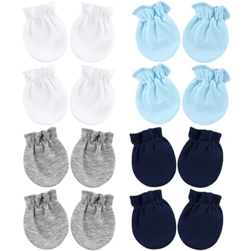BQUBO Newborn Infant Toddler Mittens No Scratch Cotton Elastic Wrist Gloves Hypoallergenic for 0-6 Months Baby Boys Girls