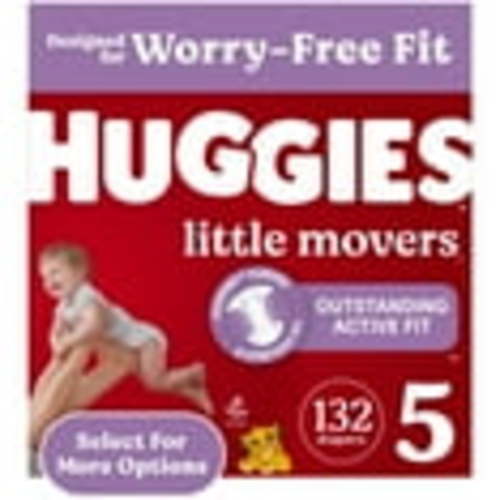 Huggies Little Movers Baby Diapers, Size 5 (27+ lbs), 132 Ct