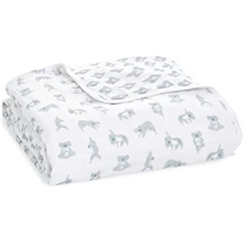 aden + anais 100% Cotton Muslin Baby Blanket Crib Bedding for Newborn Baby and Toddler, Nursery Blanket for Boys and Girls, Baby Registry and Shower Gift - Now + Zen - Koalas + Medallion