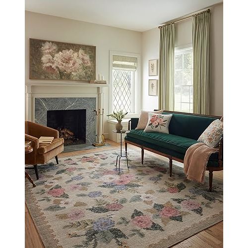 Loloi Rifle Paper Co. Rosa Collection RSA-02 Cream/Multi 5'-0" x 7'-6" Area Rug
