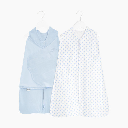 Halo 2pc Sleepsack and Swaddle Set Organic Cotton in Gift Box - Chambray, S/M