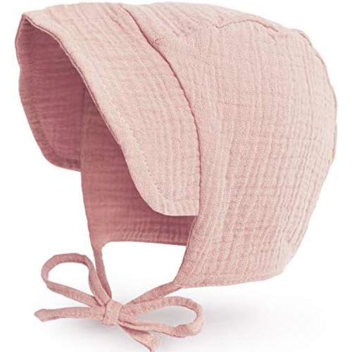 Baby Hat Brimmed Sun Bonnet Muslin Double Gauze Toddler Sun Hat Infant Boys Girls Beanie Caps, 6m 12m 24m