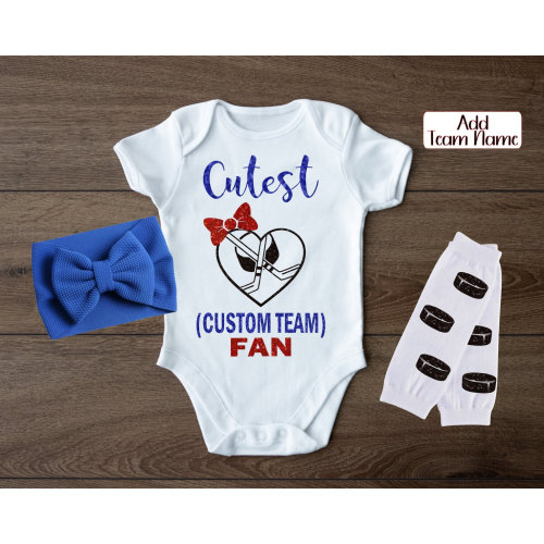Custom hockey outfit for baby girl, Cutest hockey fan baby bodysuit, hockey baby bodysuit, baby gift, baby shower gift, baby sports outfit