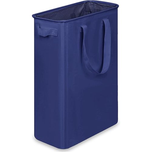 efluky Slim Laundry Basket, Narrow Laundry Hamper with Handles, Collapsible Dirty Clothes Hamper, Tall Laundry Bin for Laundry Room, Dorm and Bedroom, 12.7 Gallons(48L) Blue