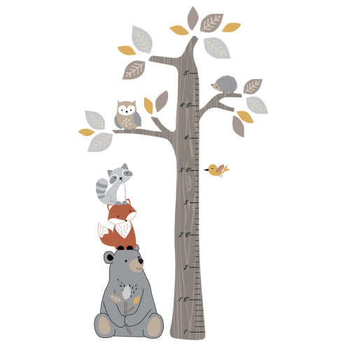 Woodland Forest Tree with Animals Kids Growth Chart Wall Decals – Lambs & Ivy