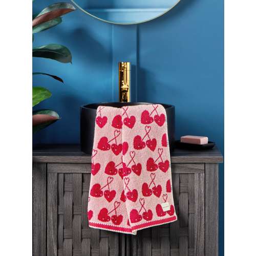 Pink Cherry Heart 100% Cotton Towel
