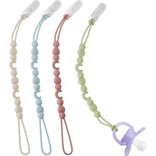 Toy Safety Straps, Stroller Straps, Myvikcar Adjustable Silicone Pacifier Strap, Stretchable Baby Toddler Toy Bottle Teether Harness Straps for Strollers, High Chair, Cribs, BPA Free (Moon)