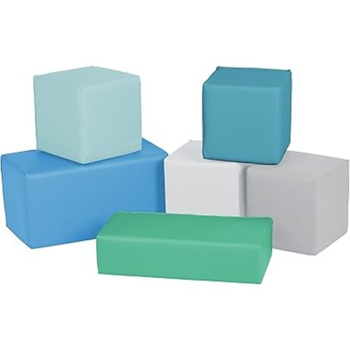 Factory Direct Partners 10414-CT SoftScape Stack-a-Block Big Foam Construction Building Blocks, Soft Play Set for Toddlers and Kids (6-Piece Set) - Contemporary