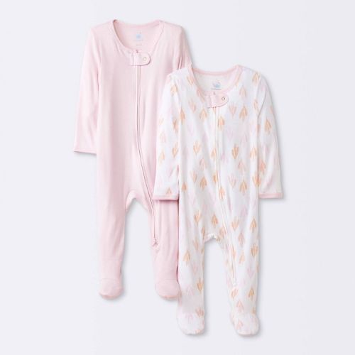 Baby Girls' 2pk Modal Blend Sleep N' Play - Cloud Island™ Pink, Color: Pink, Size: 6-9