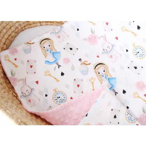 Princess Baby Girl Blanket, Alice Nursery Bedding, White Rabbit Personalized Blanket, Floral Minky Lovey, Wonderland Baby Shower Gift