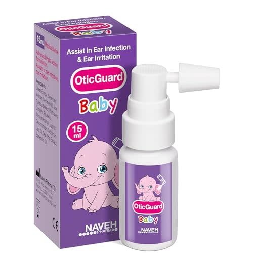 NAVEH PHARMA Otic Guard Baby - Natural Ear Spray Drops | Organic Herbal Sweet Oil Blend 3 in 1| Itchy Ear, Swimmer's Ear, & Ear Wax Removal | Clogged Ears | 0.5 Fl Oz
