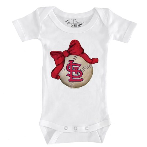 Infant St. Louis Cardinals Tiny Turnip White Baseball Bow Bodysuit