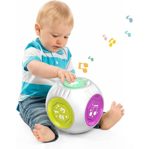 Bilingual Educational Toy for 1 Year Old Boy Girl, Musical Learning Cube Baby Toy 6-9-12-18 Month, Birthday Gift for 1 Year Old Boy Toy, Christmas Toy for 1+ Year Old Girl Gifts