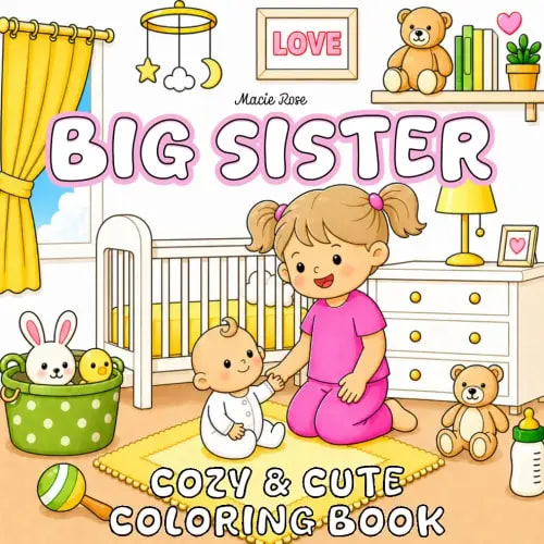 Big Sister Cozy & Cute Coloring Book: I'm a New Big Sister! 40+ Easy & Adorable Coloring Pages for Girls Ages 2-8 | A Perfect Gift for Little Girls ... Every Adventure a New Big Sister Dreams Of!