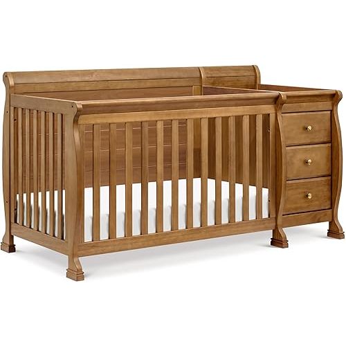 Davinci Kalani 4-in-1 Convertible Crib and Changer Combo in Chestnut