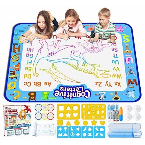 Jasonwell Aqua Water Doodle Mat 40 X 32 Inches Large Magic Drawing Doodling Mat Coloring Mat Educational Toys Christmas Birthday Gifts for Kids Toddler Boys Girls Age 2 3 4 5 6 7 8 Year Old (Alphabet)