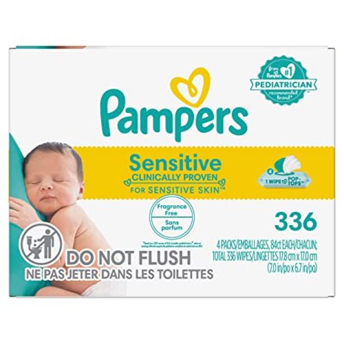 Baby Wipes Fitment, 336 count - Pampers Sensitive Water Based Hypoallergenic and Unscented Baby Wipes (Packaging May Vary) - 336 Count (pack of 1)