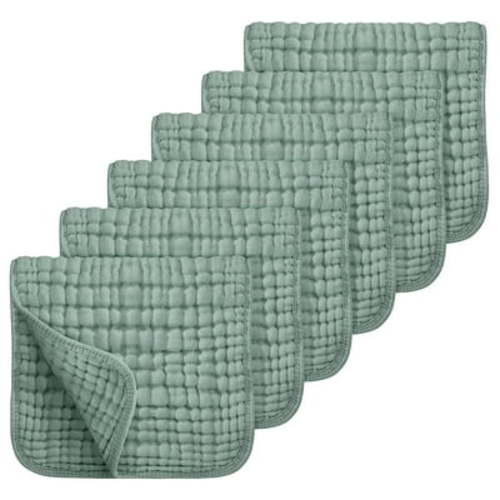 Sueriy 6 Pack Muslin Burp Cloths 100% Cotton Large 20''x10'' Extra Soft and Absorbent Baby Burping Cloth for Boys Girls,Dark Green,6 Pack