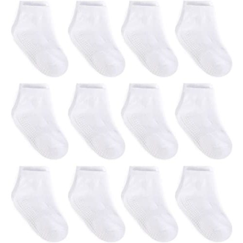 ZAPLES Baby Non Slip Grip Ankle Socks with Anti Skid Grippers Boys Girls Low Cut for Infants Toddlers Kids