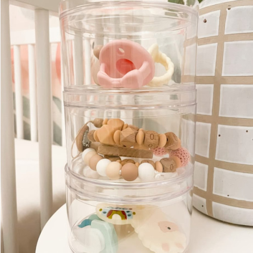 STORi Bella Stackable Clear Plastic Container (Set of 3) Round Vanity Storage Organizers with Lids for Hair Accessories & Beauty Supplies | Made in USA