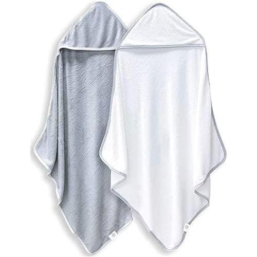 2 Pack Baby Bath Towel - Rayon Made from Bamboo, Ultra Soft Hooded Towels for Babies,Toddler,Infant - Newborn Essential -Perfect Baby Registry Gifts for Boy Girl