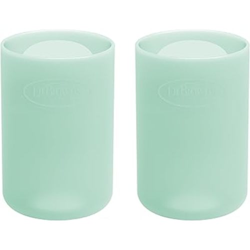 Dr. Brown's Options+ Narrow Glass Bottle Sleeves, 100% Silicone, Mint, BPA-Free, 4 oz, 2-Pack