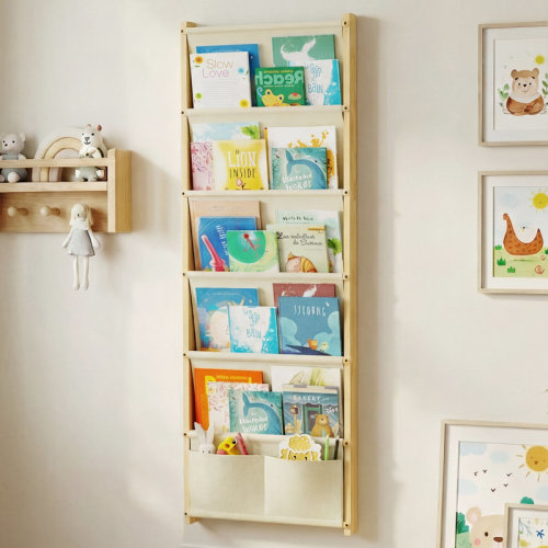 Isabelle & Max™ 4-Tier Wooden Wall Mounted Kids Bookshelf. Child Montessori Floating Bookcase For Nursery & Classroom, Hanging Bookcase Organizer, Kids Rooms, Toddler Book Shelf, Montessori Book Rack, Nursery Shelves, Wood Color | Wayfair
