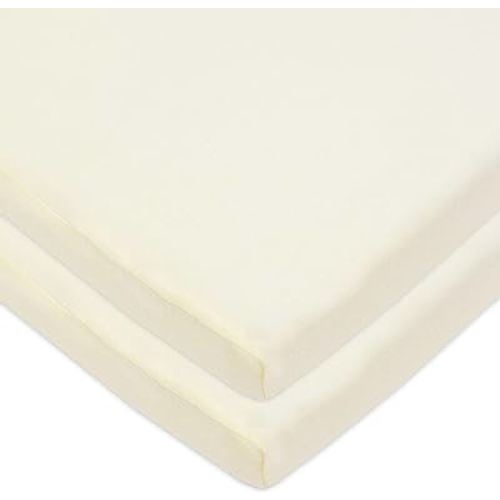 American Baby Company 15" x 33" Fitted Bassinet Sheet, 100% Natural Cotton Jersey Knit, Cream, Soft Breathable, Pack of 2