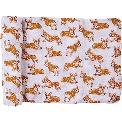 Mud Pie Baby Dog Breed Swaddle Blanket, Corgi, 47" x 47"