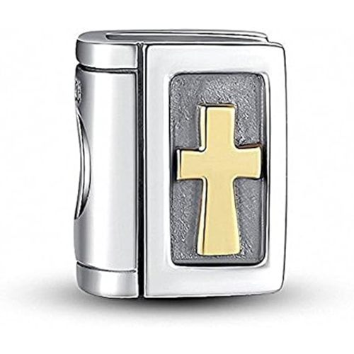 925 Sterling Silver Bible Cross Christian Keep Faith Charm for Pandora Charms Bracelet
