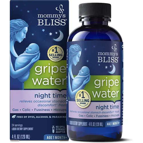 Mommy's Bliss Gripe Water Night Time, Infant Gas & Colic Relief, Gentle & Safe, 4 Weeks+, 4 FL OZ Bottle (Pack of 1)