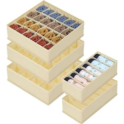 5 Pack Organizer Drawer Dividers - Beige