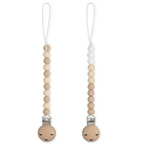 Pacifier Clip for Boys and Girls by Comfy Cubs, Color: Beige, light beige, and white
