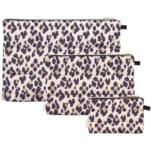 Itzy Ritzy Travel Packing Cubes Set of 3 – Lightweight Packing Cubes for Luggage, Diaper Bag & Purse - Made of Soft Puffer Material and Perfect for Travel - Set of 3 Different Sizes, Leopard
