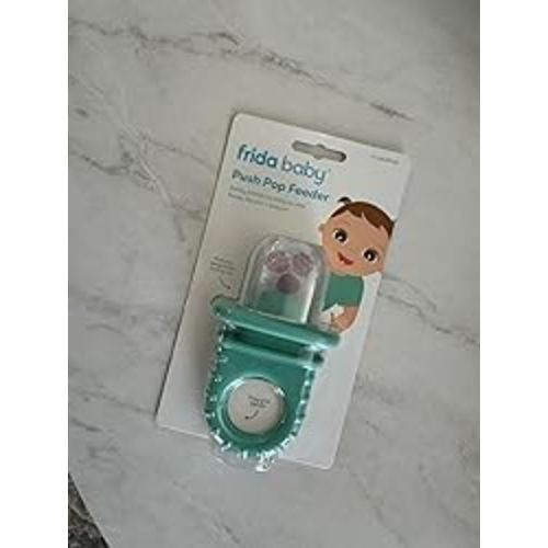 Frida Baby Push Pop Feeder, Baby Fruit Feeder, Baby Fruit Food Pacifier to Safely Introduce New Foods, Fresh + Frozen Food Silicone Feeder for Babies, BPA Free,Dishwasher Safe - 3ct tip - Vibrant Teal
