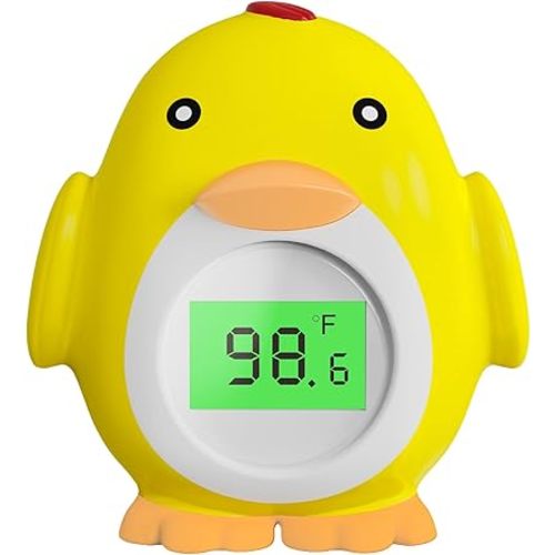 Baby Bath Thermometer, Easy to Read Digital Thermometer for Water Temperature, Led Display Backlit Warning Bath Tub Thermometer, Floating Baby Bath Toy for Newborn Infants Toddler Kids(Chick)
