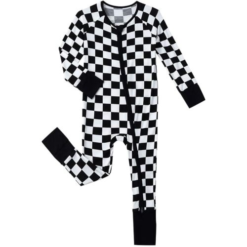 SUZEL Baby Viscose from Bamboo Pajamas - Infant Boys Girls Footless Zippy Pjs Sleep 'N Play Clothes - One Piece Romper - 3-6 Months - Black