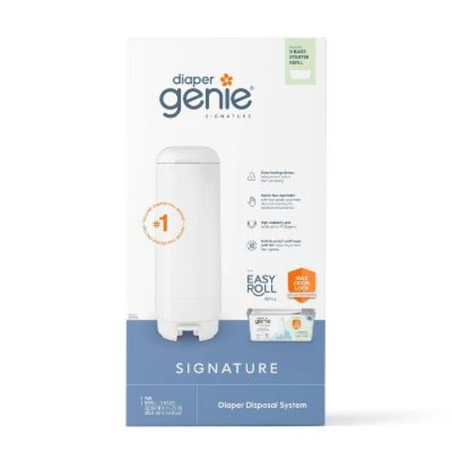 Diaper Genie Signature Pail With 9 Bags - White