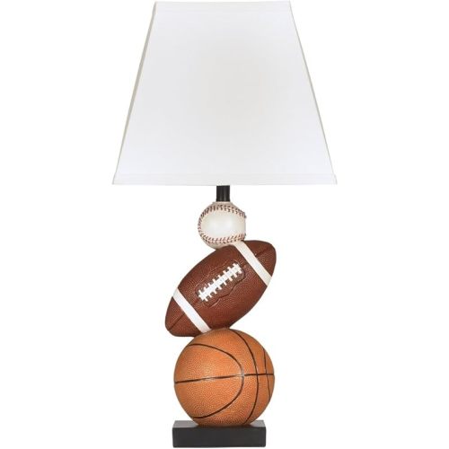 Signature Design by Ashley Nyx Youth 24" Baseball & Football Athletic Table Lamp, Brown & Orange