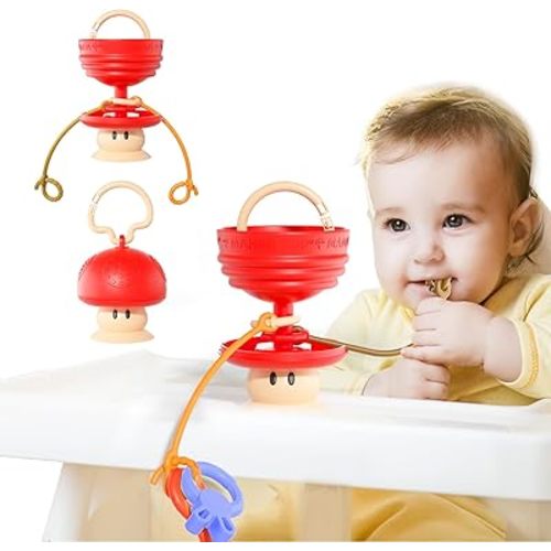 Suction Cup Toys Holder for High Chair, Stroller Toys for Babies 6-12 Months and Toddlers, 2 Tethers Keep from Falling, Great for Restaurant and Travel