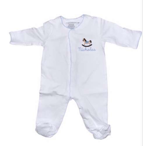 Embroidered Rocking Horse Footie, Baby Boy Coming Home Outfit - Etsy