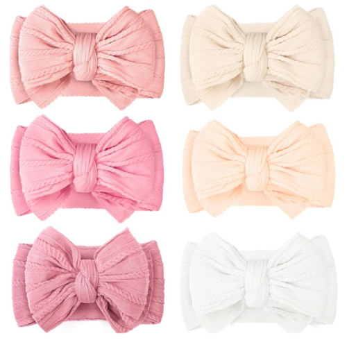 CÉLLOT 6 Pcs Baby Bows Headbands Nylon Hairbands Baby Girl Bows Hair Accessories for Newborn Infant Toddler Essentials (Classic Pink Series)