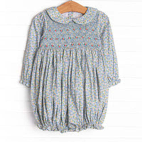 Prim Petals Smocked Bubble, Blue – Stitchy Fish