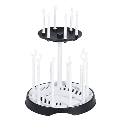 DIJIAMEIYA Baby Bottle Drying Rack,Double-Layer Bottle Drying Rack,Hold Up to 16 Baby Bottles,Suitable for Indoor,Kitchen,Living Room（Black and White）