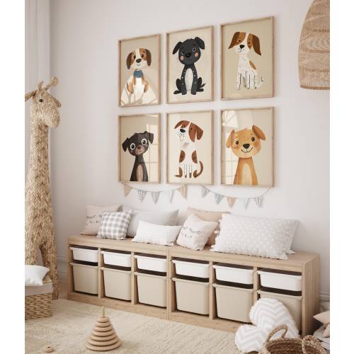 50 Playful Dog Wall Art Prints Bundle, Kids Room Decor, Nursery Animal Art, Dog Lover Gift, Puppy Nursery Wall Art, Boys & Girls Room Decor