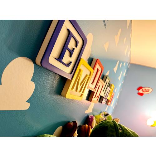 Letter Blocks Toy Story 3D Printed Wall Decor Baby's Room New Born Baby Shower Gift Gender Reveal