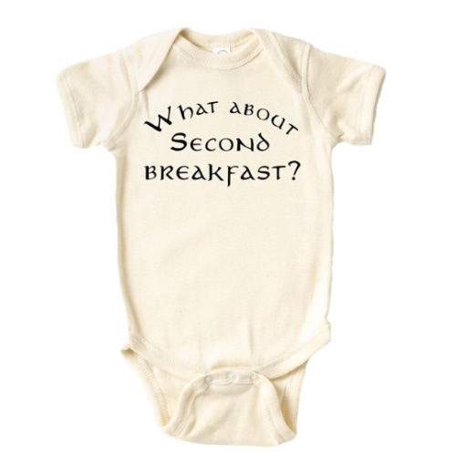 What About Second Breakfast Onesie® - 100% Cotton -Cream Color (Cream, Short Sleeve 3-6 Month)